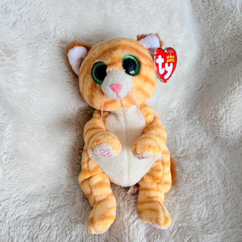 TY Toys Beanie Baby Stripey Cat Mango - 15 CM, Brown Orange  (2009304)